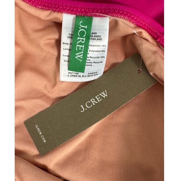 NWT J. Crew Ruched V-Neck One Piece Swimsuit Radiant Fuchsia Size 12 - Picture 6 of 11